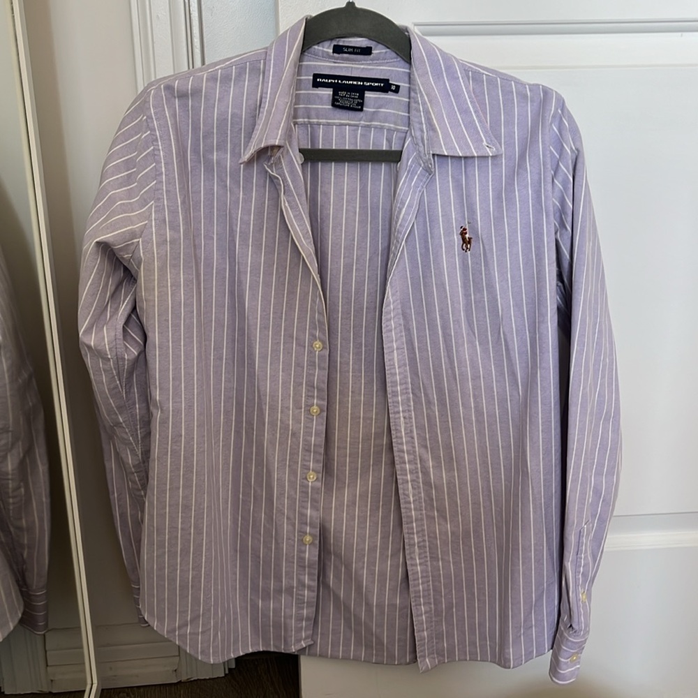 Ralph Lauren Purple and White Casual Button Down Shirt